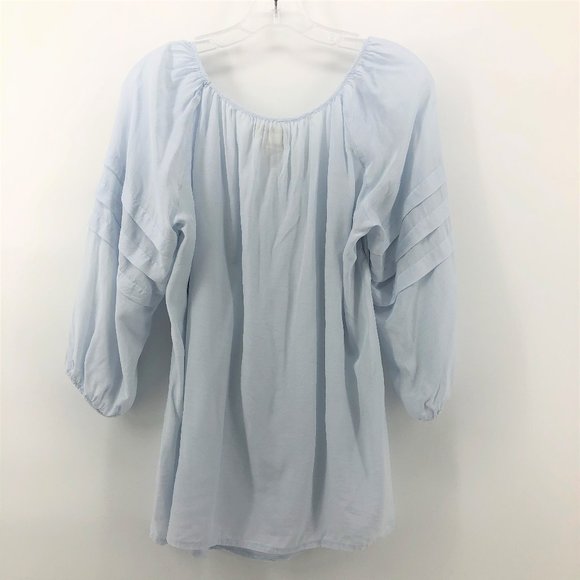 MAX STUDIO Peasant Ruffle Long Sleeve Blouse Blue - Picture 6 of 7